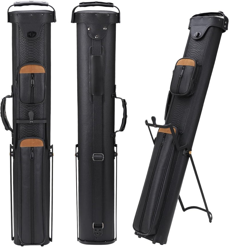 Oztwel 2x4 Pool Cue Case, Hard Pool Cue Case, Billiard Cue Case with Stand, Billiards Accessories Holds 2 Cue Butt and 4 Cue Shafts - Image 1